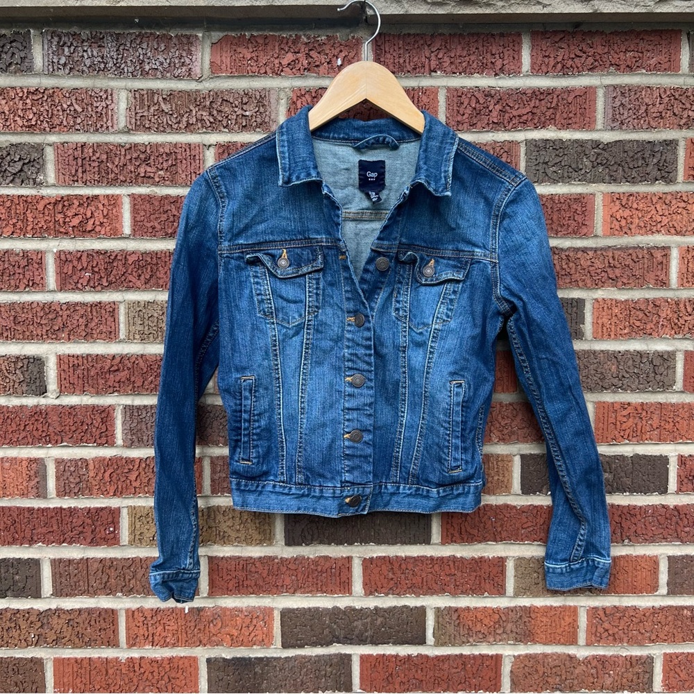 Gap Dark Washed Button Down Collared Denim Jean J… - image 1